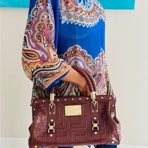 Versace Patent  Quilted Leather HandBag with Gold Hardware